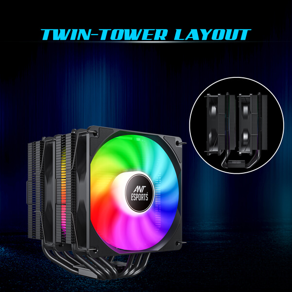 Ant Esports ICE-C621 ARGB 120mm Dual Tower CPU Air Cooler